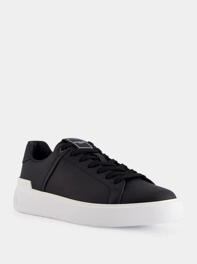 BALMAIN Black and White B-Court Leather Sneakers