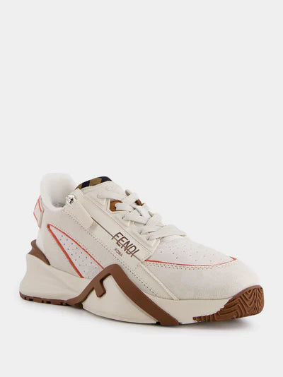 FENDI Flow White Leather Sneakers