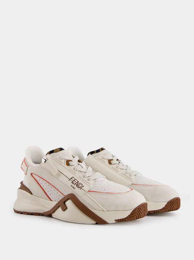 FENDI Flow White Leather Sneakers