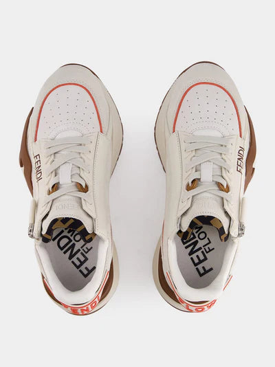 FENDI Flow White Leather Sneakers