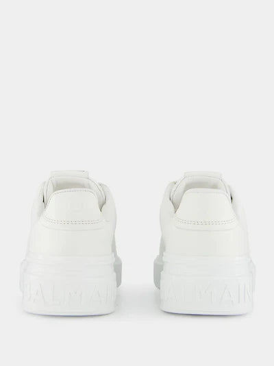 BALMAIN B-Court White Calfskin Trainers