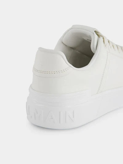 BALMAIN B-Court White Calfskin Trainers