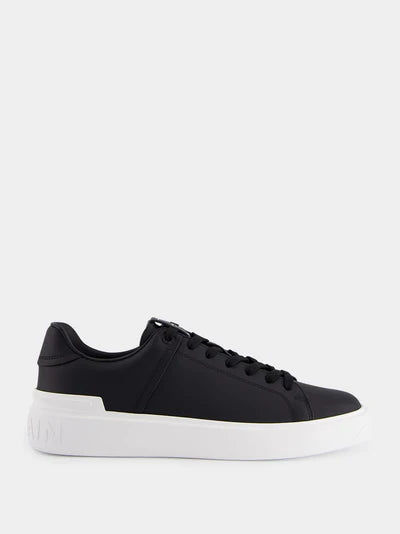 BALMAIN Black and White B-Court Leather Sneakers