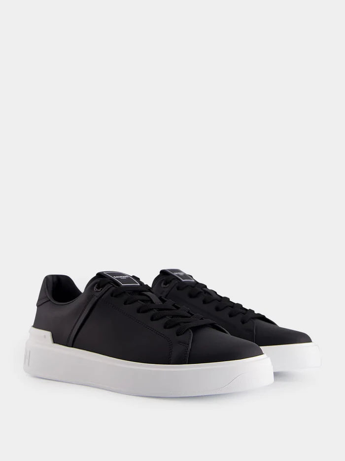 BALMAIN Black and White B-Court Leather Sneakers