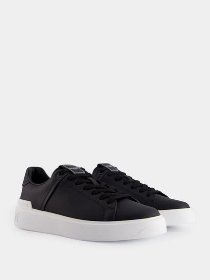 BALMAIN Black and White B-Court Leather Sneakers