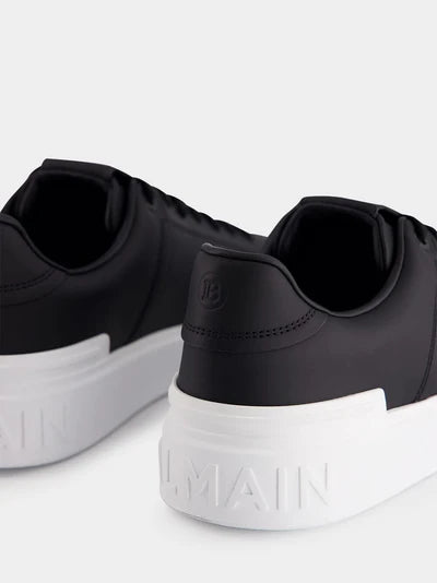 BALMAIN Black and White B-Court Leather Sneakers