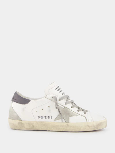 GOLDEN GOOSE Super-Star Leather Sneakers With Grey Suede Star