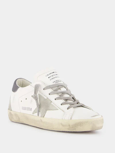 GOLDEN GOOSE Super-Star Leather Sneakers With Grey Suede Star