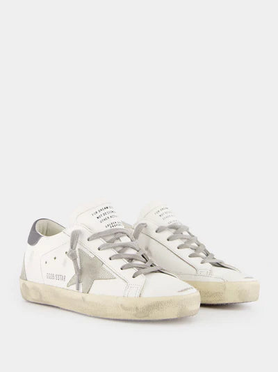 GOLDEN GOOSE Super-Star Leather Sneakers With Grey Suede Star