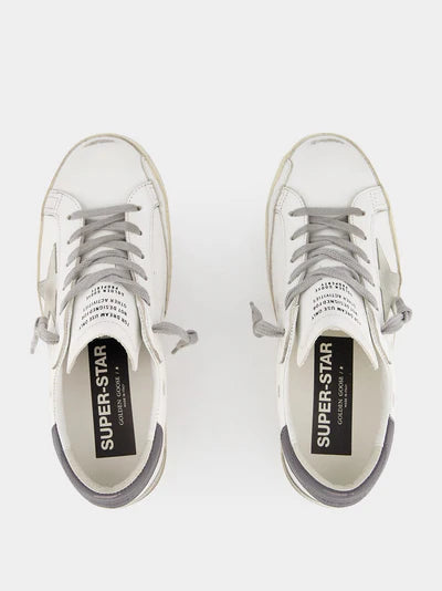 GOLDEN GOOSE Super-Star Leather Sneakers With Grey Suede Star