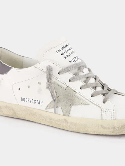 GOLDEN GOOSE Super-Star Leather Sneakers With Grey Suede Star