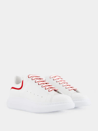 ALEXANDER MCQUEEN White and Red Leather Sneakers